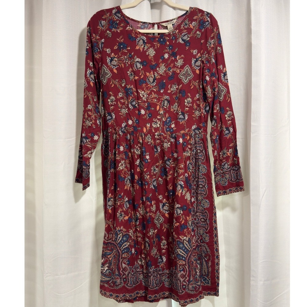 lucky brand bohemian dress Womens Floral Paisley Boho Mini Burgundy Red Long Sleeve Small Shoe Size:EU36/ UK3/ US6/ AU5.5 Style:ST1089D02 Mediterranean Midnight Polka Dot Machine washable.